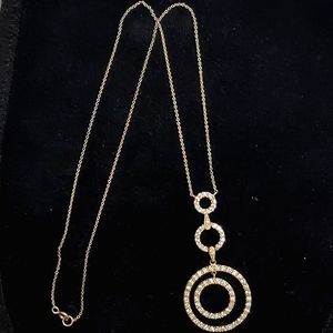 Sterling Silver 925 CZ Pave Circle in Circle Necklace